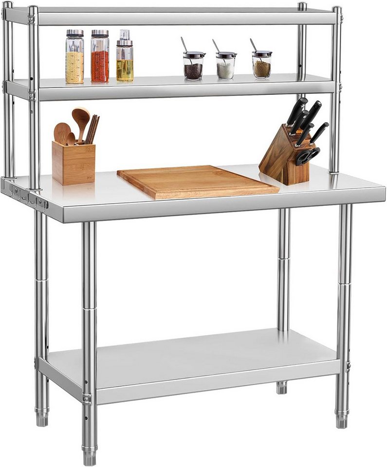 GarveeMore Arbeitstisch Edelstahl,Küchenarbeitstisch,Edelstahltisch mit Überhängregalen, Metall Küchenvorbereitungstisch mit Vereinstellbaren Ablage für Küche GarveeMore Arbeitstisch Edelstahl,Küchenarbeitstisch,Edelstahltisch mit Überhängregalen, Metall Küchenvorbereitungstisch mit Vereinstellbaren Ablage für Küche von GarveeMore