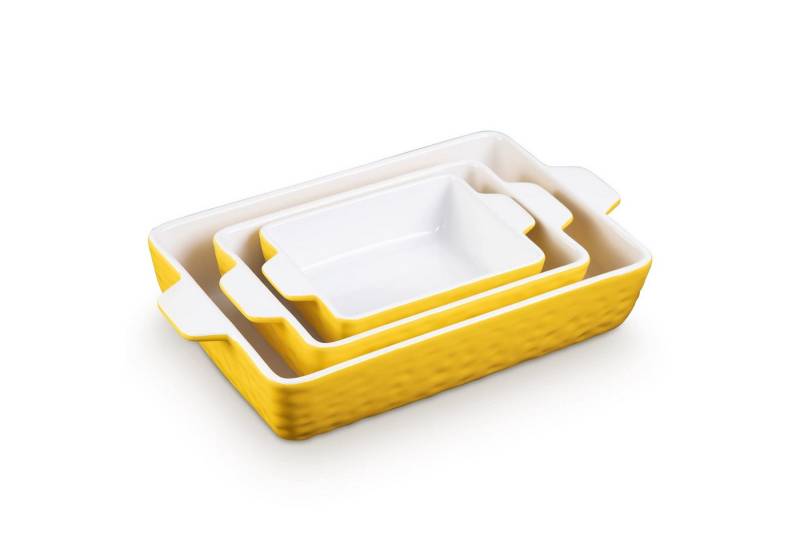 GarveeMore Backform Backgeschirr Set von 3 Keramik Backware Set Rechteckig von GarveeMore