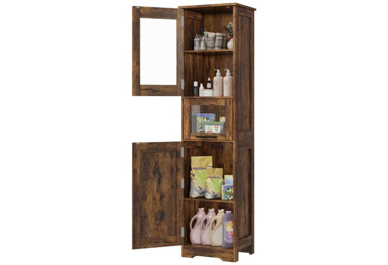 GarveeMore Badkommode Badkommode Badezimmerschrank Mit 2 Türen 5 Fächern Hochschrank von GarveeMore