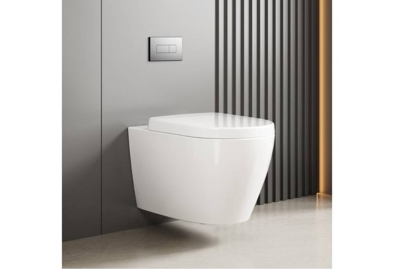 GarveeMore Badkommode Hänge WC Spülrandlos Toilette - 360° Spülung Wand WC, Geräuscharm von GarveeMore