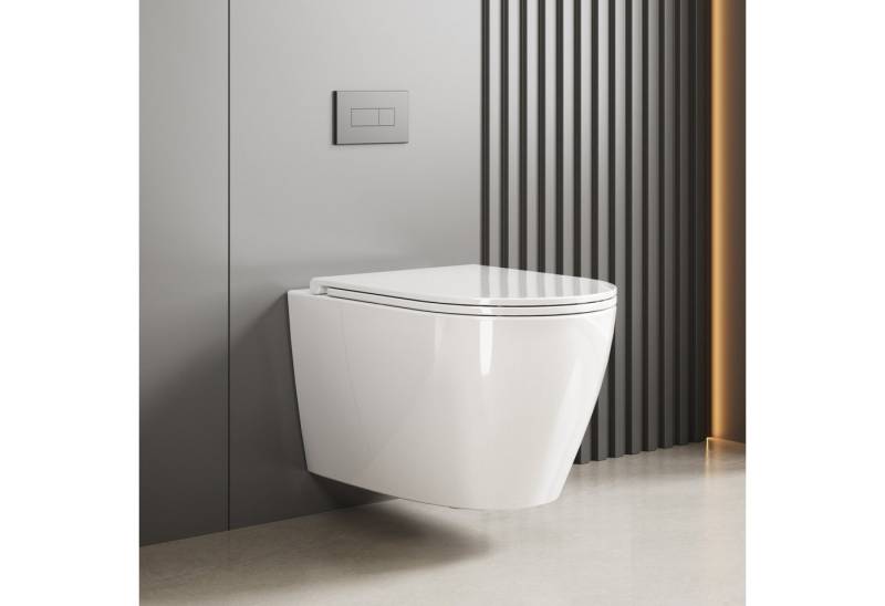 GarveeMore Badkommode Hänge WC Spülrandlos Toilette - 360° Spülung Wand WC, Geräuscharm von GarveeMore