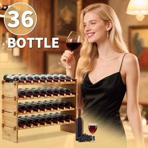 GarveeMore Bambus Weinregal Stabil Stapelbar, Modulares Weingestell Ohne Werkzeug, Platzsparend Erweiterbar Für Bordeaux/Burgunder Flaschen GarveeMore Bambus Weinregal Stabil Stapelbar, Modulares Weingestell Ohne Werkzeug, Platzsparend Erweiterbar Für Bordeaux/Burgunder Flaschen von GarveeMore