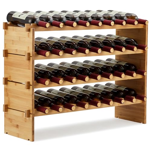 GarveeMore Bambus Weinregal Stabil Stapelbar, Modulares Weingestell Ohne Werkzeug, Platzsparend Erweiterbar Für Bordeaux/Burgunder Flaschen GarveeMore Bambus Weinregal Stabil Stapelbar, Modulares Weingestell Ohne Werkzeug, Platzsparend Erweiterbar Für Bordeaux/Burgunder Flaschen von GarveeMore