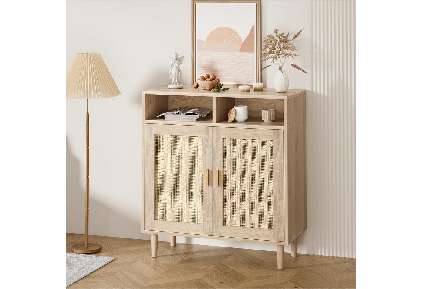 GarveeMore Beistellschrank Buffet Aufbewahrungsschrank Rattan Küchenschrank mit 2 Türen GarveeMore Beistellschrank Buffet Aufbewahrungsschrank Rattan Küchenschrank mit 2 Türen von GarveeMore