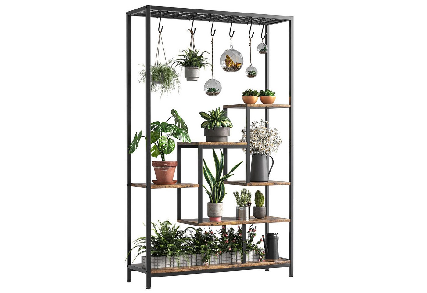 GarveeMore Blumenständer 5-stufiges Metallregal für Pflanzen mit Aufhängehaken,Mehrzweck, 180x100x30CM für Blumen- und Bonsai-Töpfe für Garten,Balkon,Wohnzimmer GarveeMore Blumenständer 5-stufiges Metallregal für Pflanzen mit Aufhängehaken,Mehrzweck, 180x100x30CM für Blumen- und Bonsai-Töpfe für Garten,Balkon,Wohnzimmer von GarveeMore