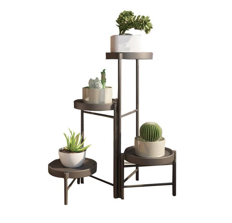 GarveeMore Blumenständer Neu Metall-Pflanzenständer Zusammenklappbares mehrstufiges Blumenregal, Kleine Topfpflanzen-Treppe Display-Regal Mit abnehmbaren Tabletts von GarveeMore