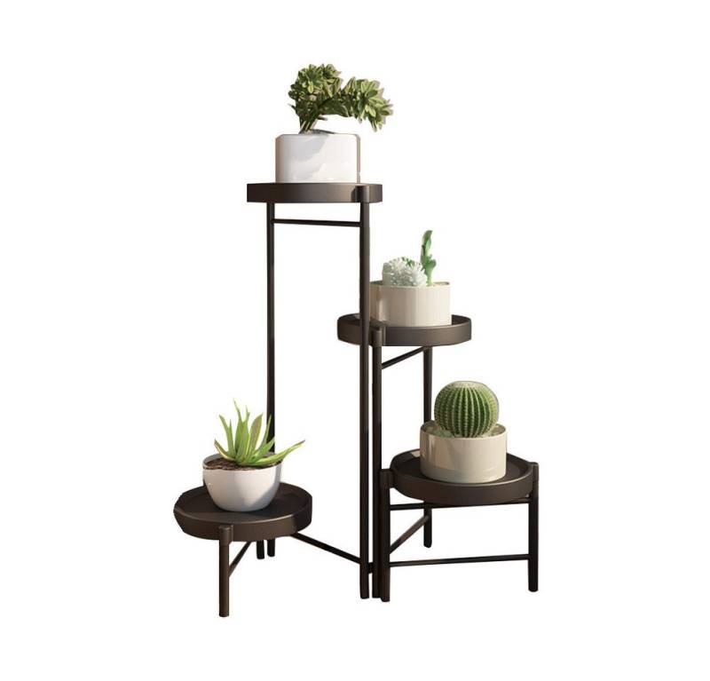 GarveeMore Blumenständer Neu Metall-Pflanzenständer Zusammenklappbares mehrstufiges Blumenregal, Kleine Topfpflanzen-Treppe Display-Regal Mit abnehmbaren Tabletts von GarveeMore