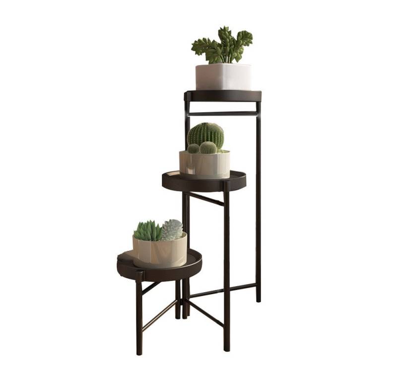 GarveeMore Blumenständer Neu Metall-Pflanzenständer Zusammenklappbares mehrstufiges Blumenregal, Kleine Topfpflanzen-Treppe Display-Regal Mit abnehmbaren Tabletts von GarveeMore