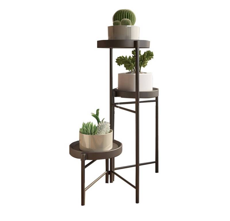 GarveeMore Blumenständer Neu Metall-Pflanzenständer Zusammenklappbares mehrstufiges Blumenregal, Kleine Topfpflanzen-Treppe Display-Regal Mit abnehmbaren Tabletts von GarveeMore