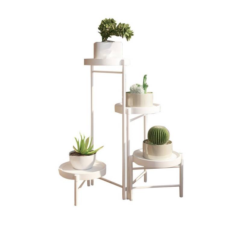 GarveeMore Blumenständer Neu Metall-Pflanzenständer Zusammenklappbares mehrstufiges Blumenregal, Kleine Topfpflanzen-Treppe Display-Regal Mit abnehmbaren Tabletts von GarveeMore