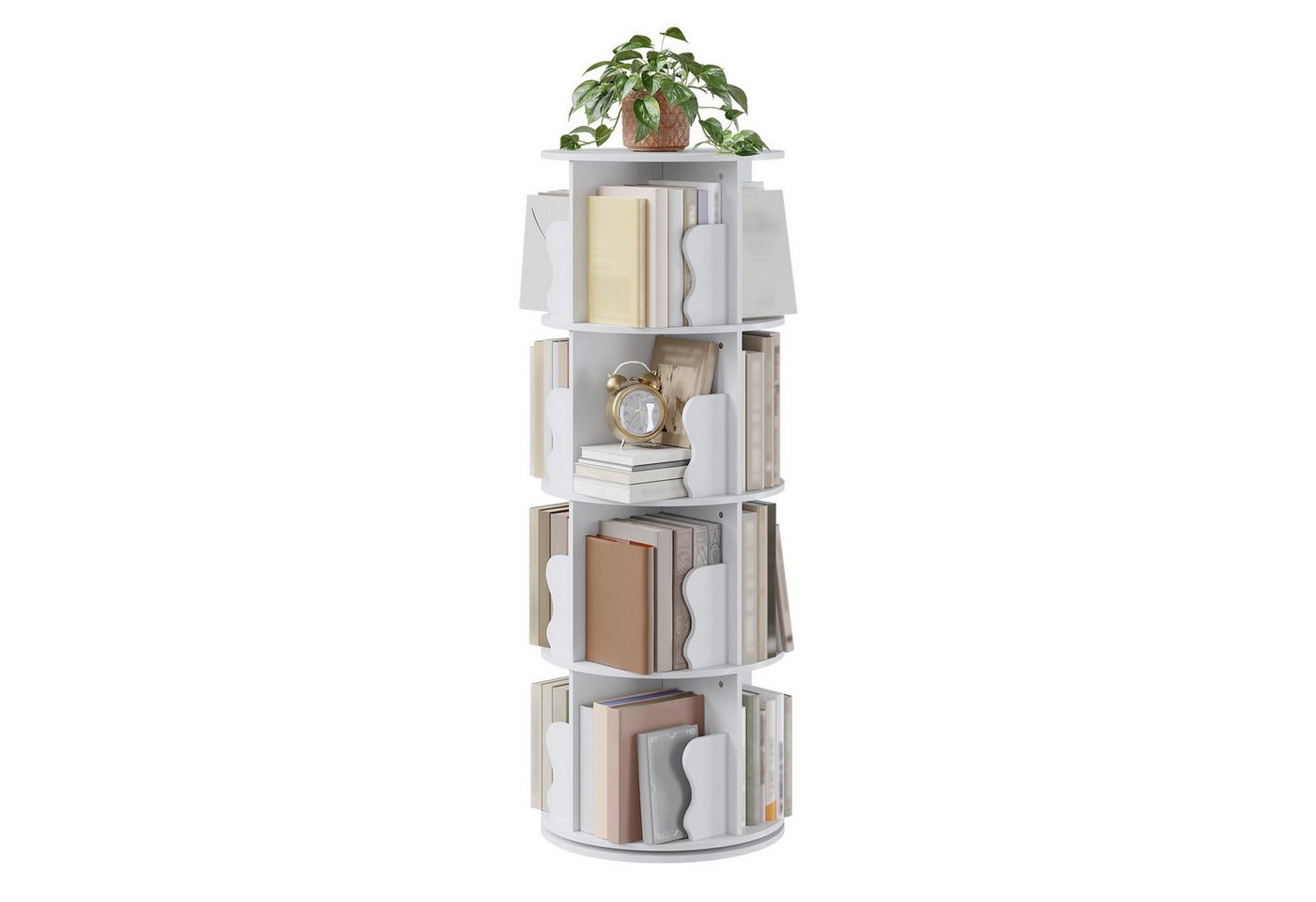 GarveeMore Bücherregal 4-stöckiger drehbarer Bücherregalturm Vertikal um 360° für KleineRäume, 46x46x127CM vertikal spiralförmiger Bücherregal-Organizer aus Holz GarveeMore Bücherregal 4-stöckiger drehbarer Bücherregalturm Vertikal um 360° für KleineRäume, 46x46x127CM vertikal spiralförmiger Bücherregal-Organizer aus Holz von GarveeMore