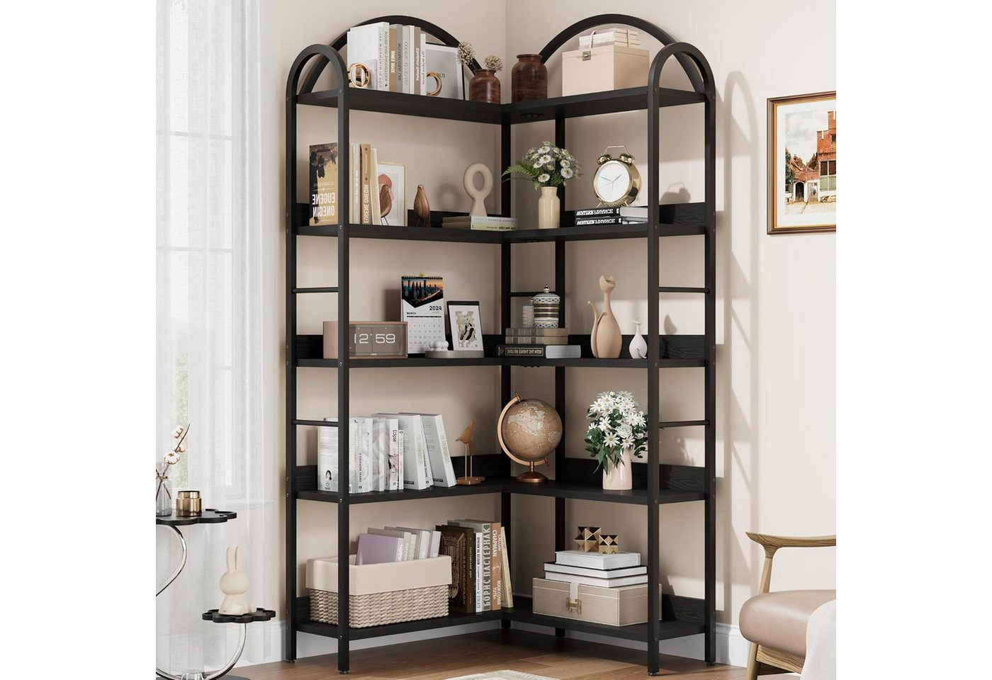 GarveeMore Bücherregal Gewölbtes,Eckbücherregal,L-förmiges Bücherregal,MDF, Eckregal für Wohnzimmer und Schlafzimmer,Kippsicheres Design GarveeMore Bücherregal Gewölbtes,Eckbücherregal,L-förmiges Bücherregal,MDF, Eckregal für Wohnzimmer und Schlafzimmer,Kippsicheres Design von GarveeMore
