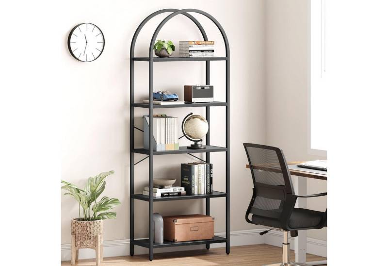 GarveeMore Bücherregal Standregal mit 5 Ebenen,gewölbt Display Racks,180x60x28cm, mit Kippschutz,für Schlafzimmer,Wohnzimmer,Home Office von GarveeMore