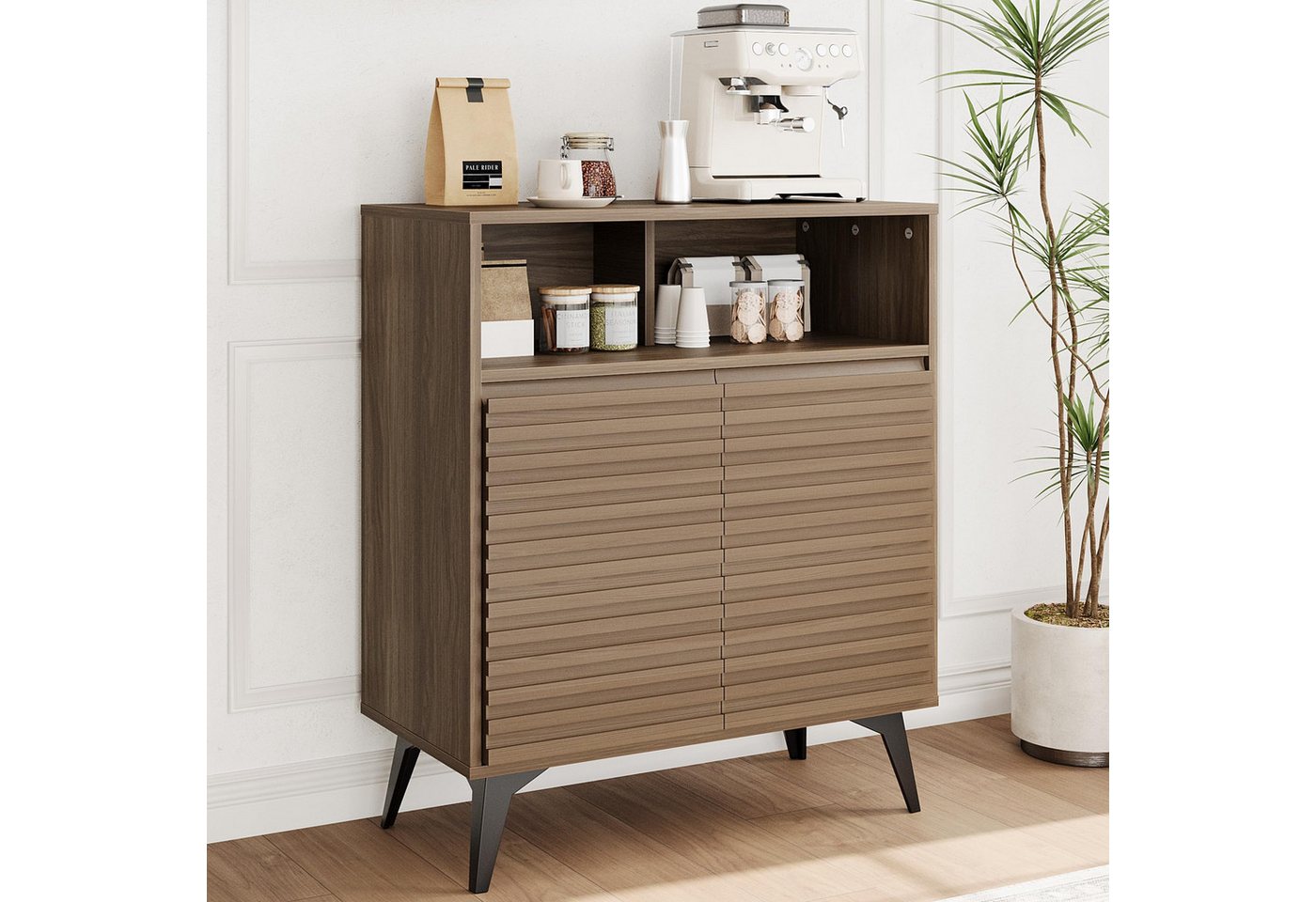 GarveeMore Buffet Sideboard Buffet Schrank mit Aufbewahrung mit verstellbaren Regalen von GarveeMore