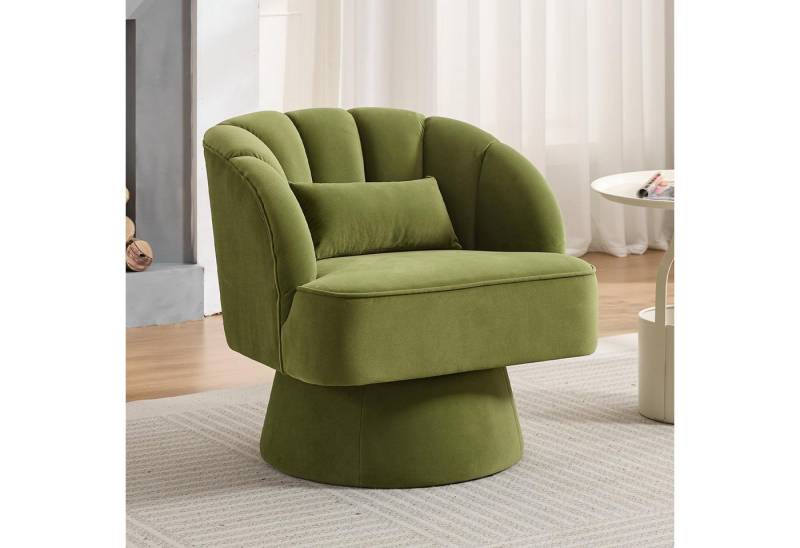 GarveeMore Drehsessel 360-Grad-Sessel mit Samtpolsterung,bequemer runder Loungesessel, gestreifter Rückenlehne und Samtpolsterung,für Wohnzimmer,Schlafzimmer von GarveeMore