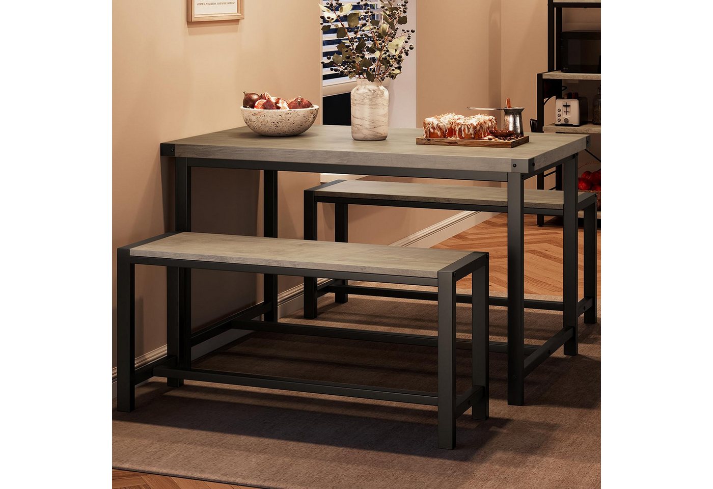 GarveeMore Essgruppe 3er-set, 3-tlg., esstisch mit 2 bänken GarveeMore Essgruppe 3er-set, 3-tlg., esstisch mit 2 bänken von GarveeMore