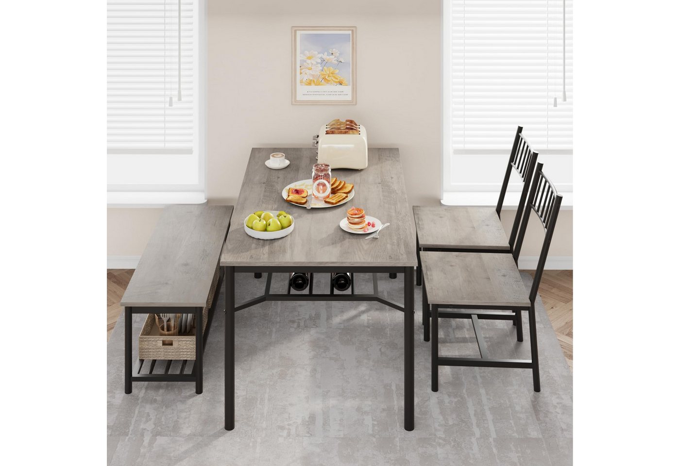 GarveeMore Essgruppe Bestehend aus 1 x Tisch 2 x Stühlen und 1 x Bank GarveeMore Essgruppe Bestehend aus 1 x Tisch 2 x Stühlen und 1 x Bank von GarveeMore