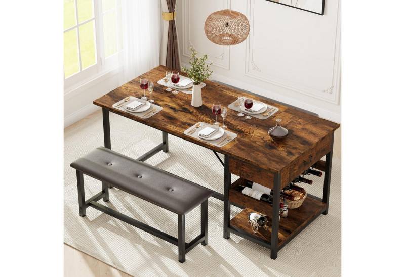 GarveeMore Essgruppe Essgruppe Esstisch mit 2 Bänken für 4 Personen GarveeMore Essgruppe Essgruppe Esstisch mit 2 Bänken für 4 Personen von GarveeMore