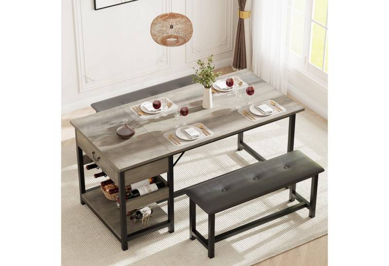 GarveeMore Essgruppe Essgruppe Esstisch mit 2 Bänken für 4 Personen GarveeMore Essgruppe Essgruppe Esstisch mit 2 Bänken für 4 Personen von GarveeMore