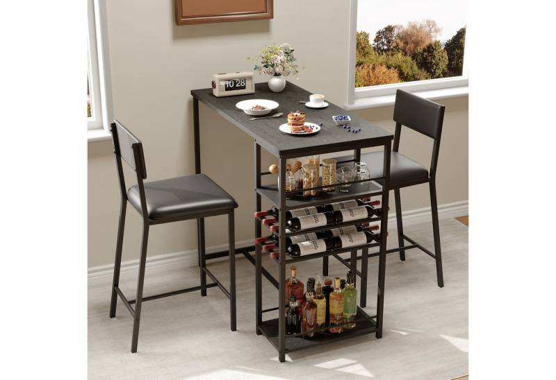 GarveeMore Essgruppe Esstisch-Set für 2, Bartisch mit 3 Ablagen Esstisch mit 2 Stühlen GarveeMore Essgruppe Esstisch-Set für 2, Bartisch mit 3 Ablagen Esstisch mit 2 Stühlen von GarveeMore