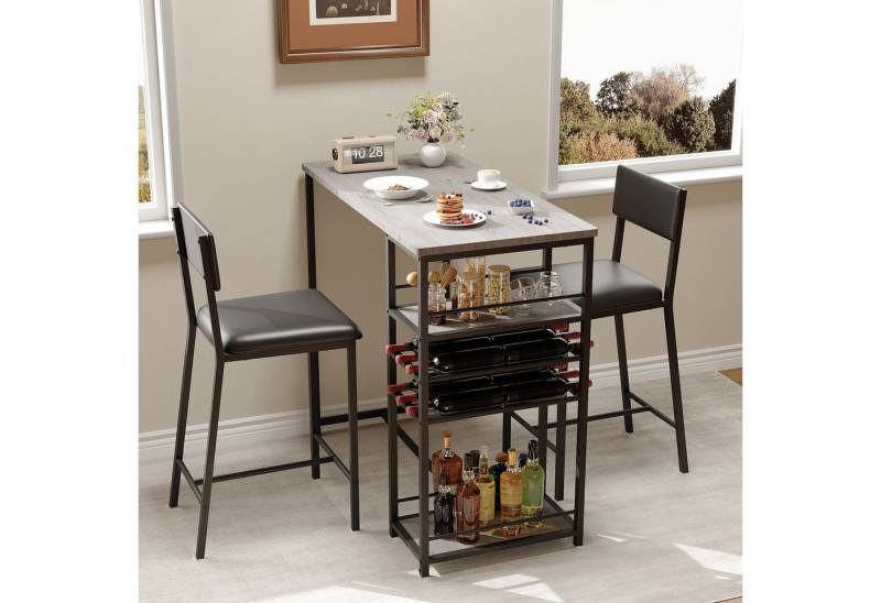 GarveeMore Essgruppe Esstisch-Set für 2, Bartisch mit 3 Ablagen Esstisch mit 2 Stühlen GarveeMore Essgruppe Esstisch-Set für 2, Bartisch mit 3 Ablagen Esstisch mit 2 Stühlen von GarveeMore