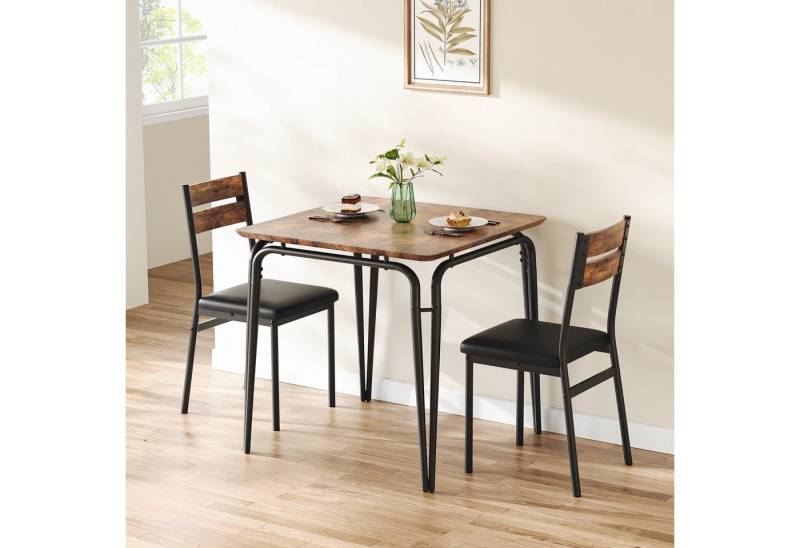 GarveeMore Essgruppe Ktichen Tisch mit 2 Stühlen für Küche & Esszimmer, Kompaktes Esszimmer-Set für kleine Räume(mit 2 Weiches Kissen Stühlen) von GarveeMore