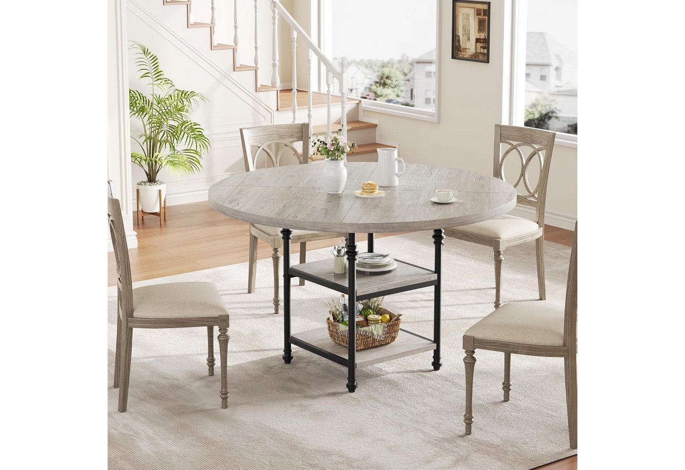 GarveeMore Esstisch mit Holzplatte und Metallbeinen für 4-6 Personen,119cm, Küchentisch mit 2 Ablageflächen und für Esszimmer,Küche,Wohnzimmer GarveeMore Esstisch mit Holzplatte und Metallbeinen für 4-6 Personen,119cm, Küchentisch mit 2 Ablageflächen und für Esszimmer,Küche,Wohnzimmer von GarveeMore
