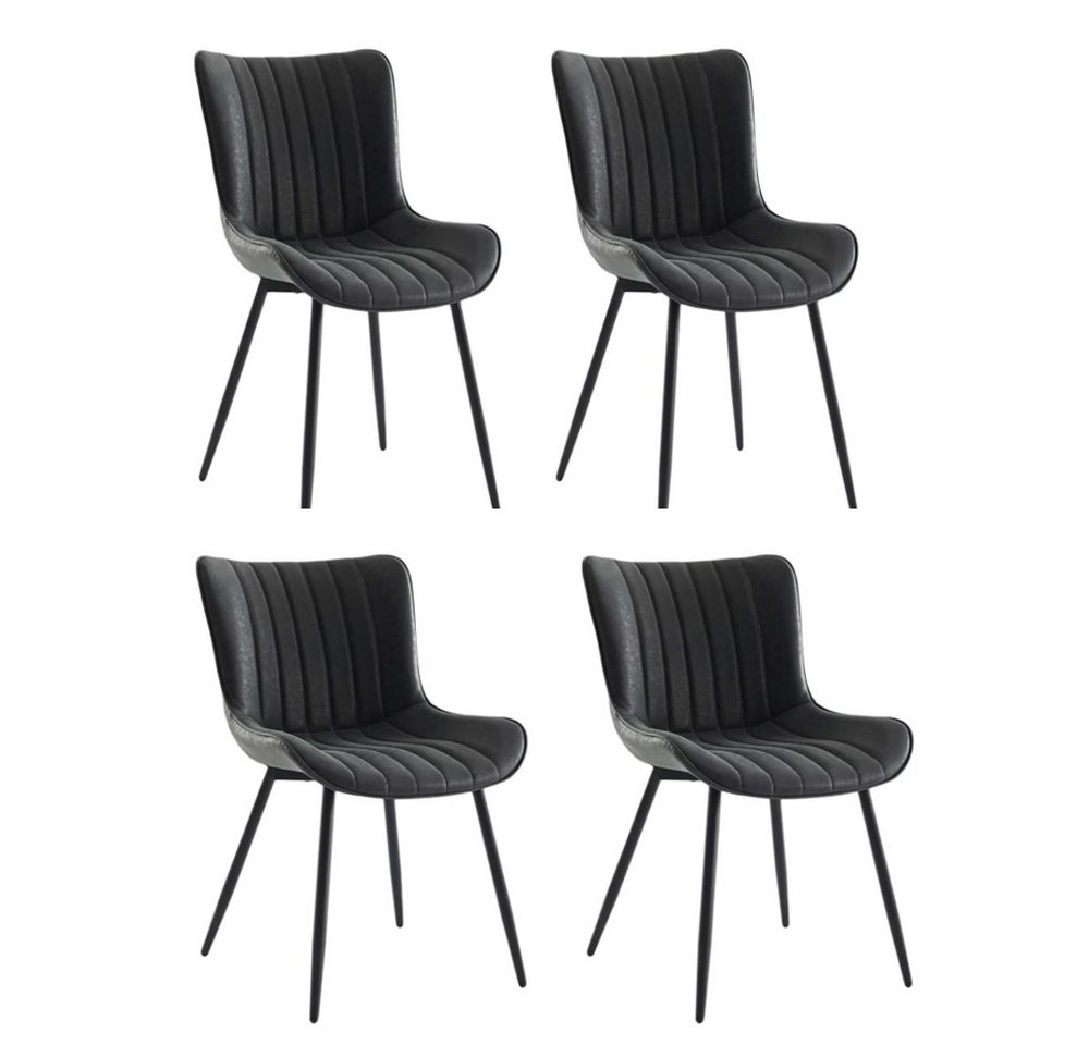 GarveeMore Esszimmerstuhl,Beistellstühle aus Kunstleder mit Metallbeinen (4 St), mit Gepolsterter Stoff,Mid-Century Modern,Küchen-/Esszimmerstühle von GarveeMore