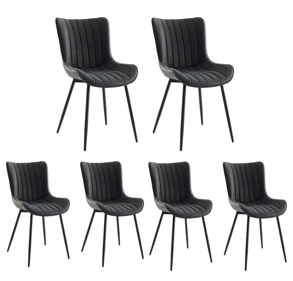 GarveeMore Esszimmerstuhl,Beistellstühle aus Kunstleder mit Metallbeinen (6 St), mit Gepolsterter Stoff,Mid-Century Modern,Küchen-/Esszimmerstühle von GarveeMore