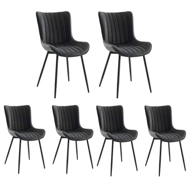 GarveeMore Esszimmerstuhl,Beistellstühle aus Kunstleder mit Metallbeinen (6 St), mit Gepolsterter Stoff,Mid-Century Modern,Küchen-/Esszimmerstühle von GarveeMore
