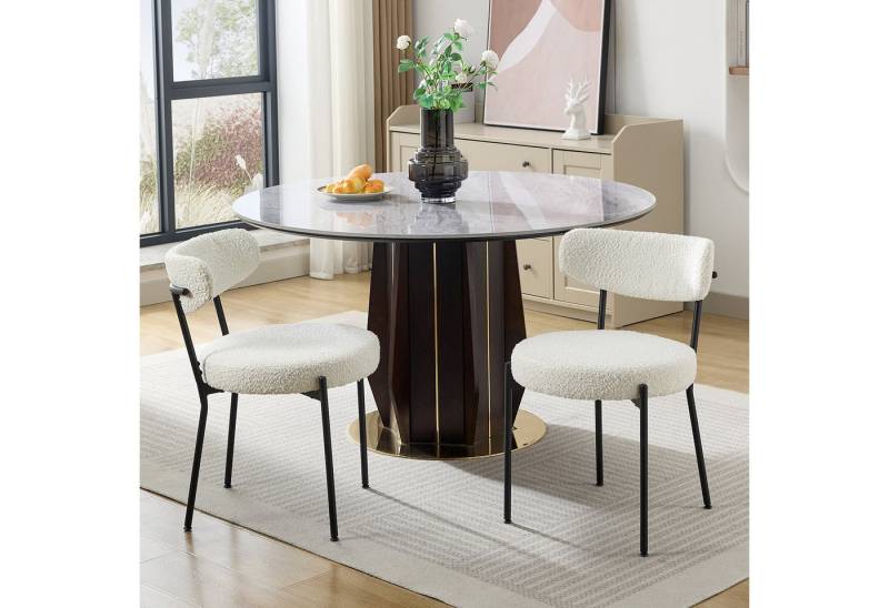 GarveeMore Esszimmerstuhl,moderne Esszimmer- und Küchenstühle,Gepolsterter Sitz, mit gebogener Rückenlehne und schwarzen Metallbeinen von GarveeMore