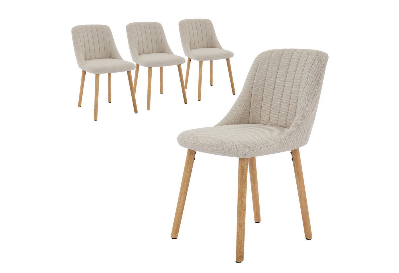 GarveeMore Esszimmerstuhl (4 St),Moderne mit Stoff gepolsterte Küchen-Seitenstühle, Esszimmerstühle mit geschwungener Rückenlehne und Eichenbeinen von GarveeMore