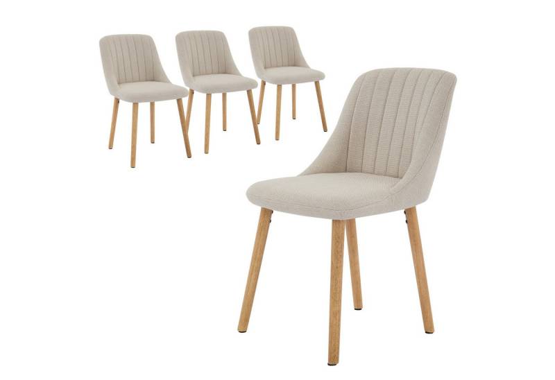 GarveeMore Esszimmerstuhl (4 St),Moderne mit Stoff gepolsterte Küchen-Seitenstühle, Esszimmerstühle mit geschwungener Rückenlehne und Eichenbeinen von GarveeMore