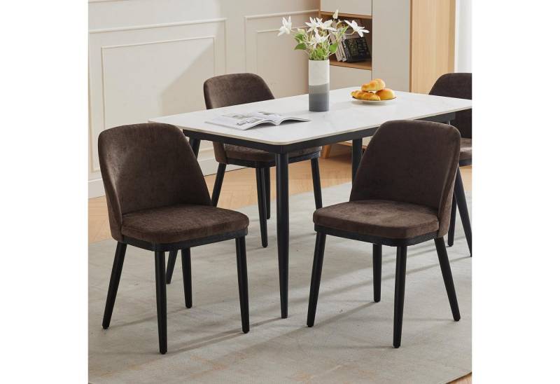 GarveeMore Esszimmerstuhl 2er-Set,Leinen gepolsterter Esszimmerstuhl mit Holzbeinen,Ohrensessel, Küchenstühle mit dicken Kissen für Esszimmer, Wohnzimmer von GarveeMore