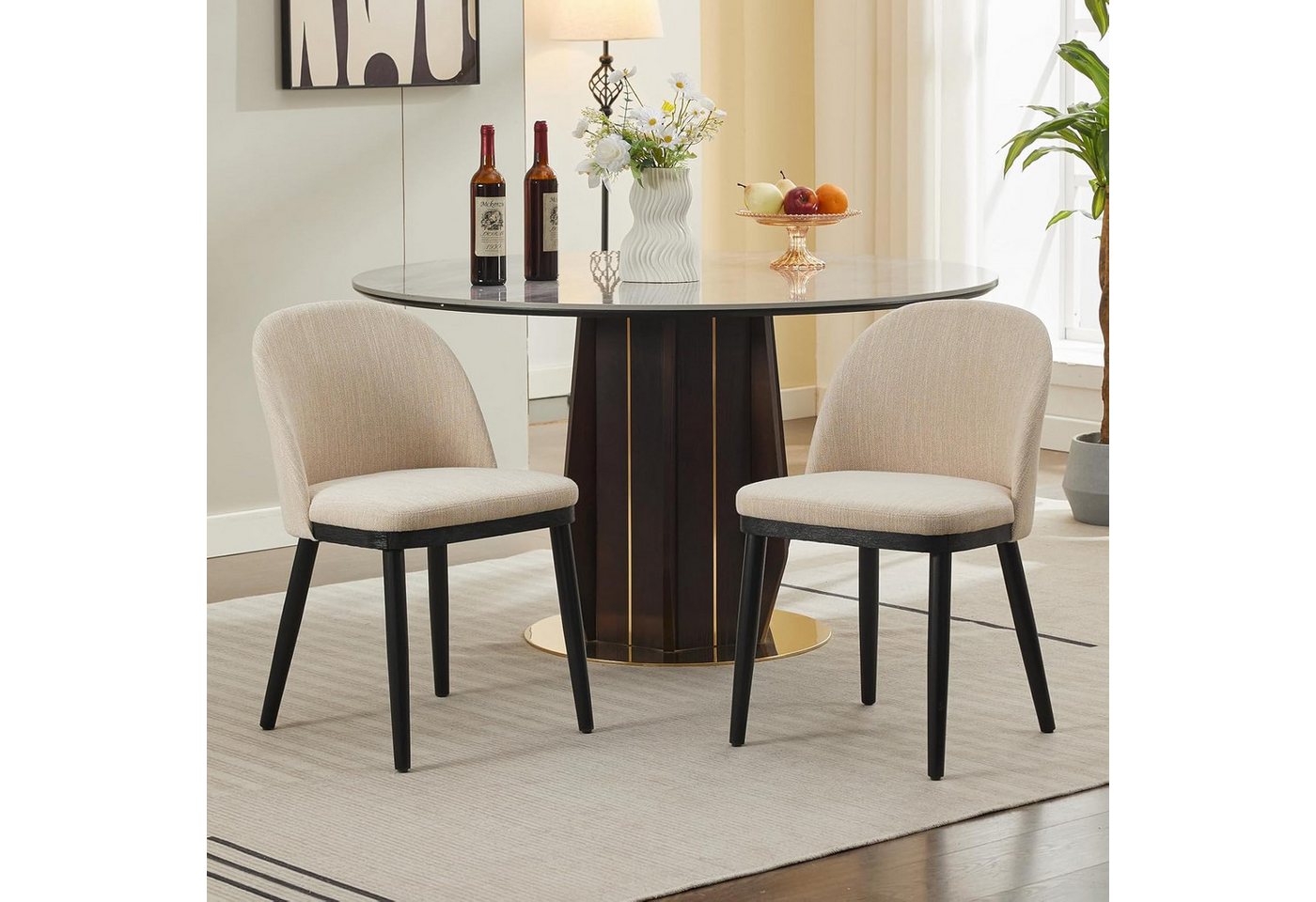 GarveeMore Esszimmerstuhl 2er-Set,moderne Küchenstühle aus Stoff mit Gepolsterte und Holzbeinen, Esszimmerstühle mit geschwungener Rückenlehne für Restaurants/Cafés GarveeMore Esszimmerstuhl 2er-Set,moderne Küchenstühle aus Stoff mit Gepolsterte und Holzbeinen, Esszimmerstühle mit geschwungener Rückenlehne für Restaurants/Cafés von GarveeMore