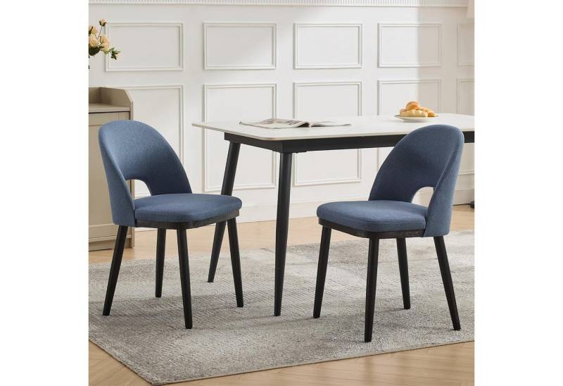 GarveeMore Esszimmerstuhl 2er-Set,moderne Küchenstühle aus Stoff mit Gepolsterte und Holzbeinen, Esszimmerstühle mit geschwungener Rückenlehne für Restaurants/Cafés von GarveeMore