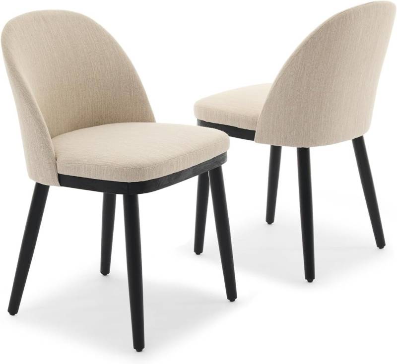 GarveeMore Esszimmerstuhl 4-Fußstuhl (2 St), Leinen Stoff Holzbeine,Küchenstuhl,Polsterstuhl, 2er Set/4er Set/6er von GarveeMore