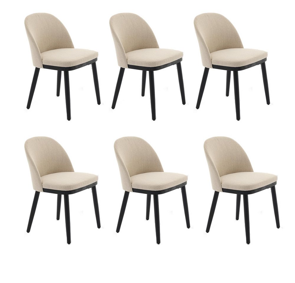 GarveeMore Esszimmerstuhl 4-Fußstuhl (6 St), Leinen Stoff Holzbeine,Küchenstuhl,Polsterstuhl, 2er Set/4er Set/6er von GarveeMore