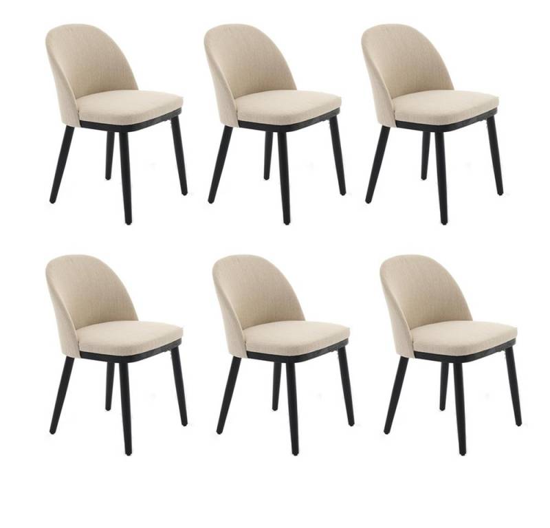 GarveeMore Esszimmerstuhl 4-Fußstuhl (6 St), Leinen Stoff Holzbeine,Küchenstuhl,Polsterstuhl, 2er Set/4er Set/6er von GarveeMore
