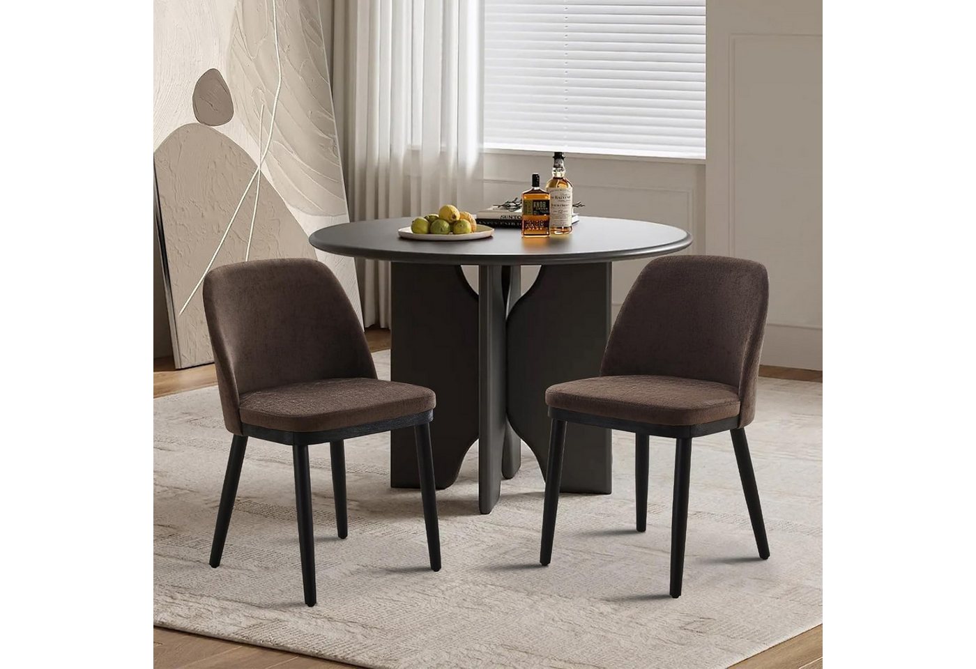 GarveeMore Esszimmerstuhl Gepolsterte 2er-Set,Moderne Küchenstühle mit Holzbeinen, Esszimmerstuhl mit dicken Kissenfür Esszimmer,Küche von GarveeMore