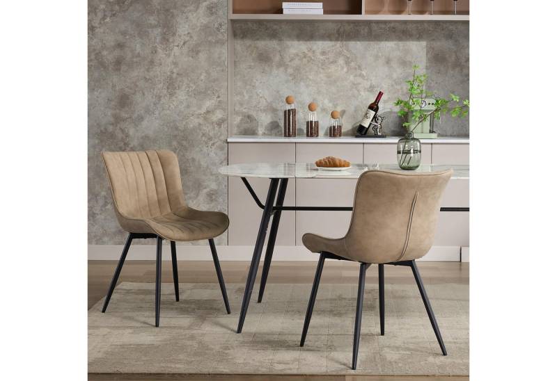 GarveeMore Esszimmerstuhl Polsterte Essstühle Set von 2 Leder Küchenstühle Metallbeine GarveeMore Esszimmerstuhl Polsterte Essstühle Set von 2 Leder Küchenstühle Metallbeine von GarveeMore