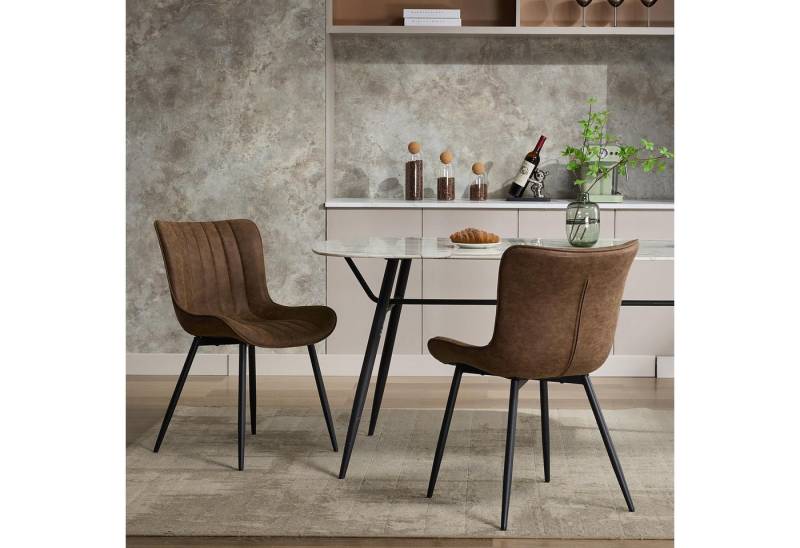 GarveeMore Esszimmerstuhl Polsterte Essstühle Set von 2 Leder Küchenstühle Metallbeine GarveeMore Esszimmerstuhl Polsterte Essstühle Set von 2 Leder Küchenstühle Metallbeine von GarveeMore