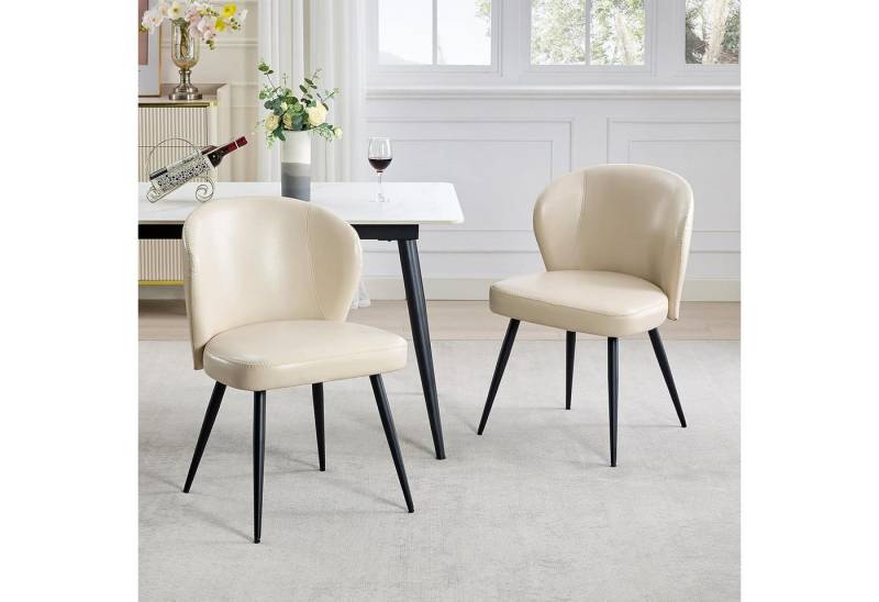GarveeMore Esszimmerstuhl aus PU-Leder,moderne Esszimmer und Küchenstühle,120kg belastbare (2 St), gepolsterte stühle mit Stahlbeinen für Esszimmer und Schlafzimmer von GarveeMore