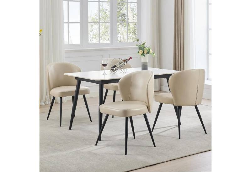 GarveeMore Esszimmerstuhl aus PU-Leder,moderne Esszimmer und Küchenstühle,120kg belastbare (4 St), gepolsterte stühle mit Stahlbeinen für Esszimmer und Schlafzimmer von GarveeMore