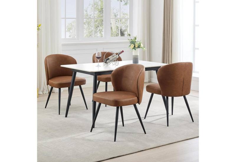 GarveeMore Esszimmerstuhl aus PU-Leder,moderne Esszimmer und Küchenstühle,120kg belastbare (4 St), gepolsterte stühle mit Stahlbeinen für Esszimmer und Schlafzimmer von GarveeMore