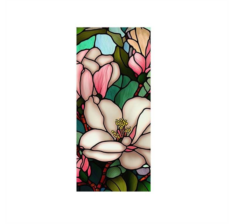 GarveeMore Fenstersticker Bunte florale Retro-Fensterfolie abnehmbar Uv-Blockierung Wärmedämmung, Nicht klebend Glasmalerei Fenster Film Dekor abnehmbar Static Cling von GarveeMore