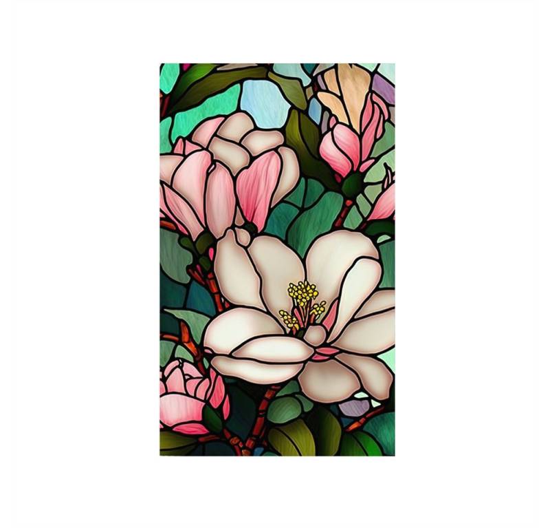 GarveeMore Fenstersticker Bunte florale Retro-Fensterfolie abnehmbar Uv-Blockierung Wärmedämmung, Nicht klebend Glasmalerei Fenster Film Dekor abnehmbar Static Cling von GarveeMore