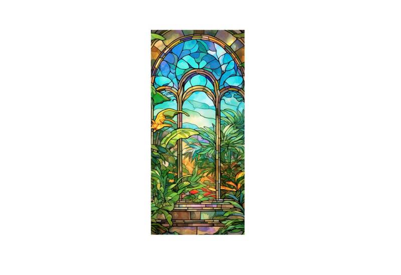 GarveeMore Fenstersticker PVC Buntes Glas Fensterfolie Nicht klebend abnehmbar Dekor Aufkleber, 45/60*100cm Bunter Sonnenuntergang am Meer Fenster Aufkleber Fenster von GarveeMore