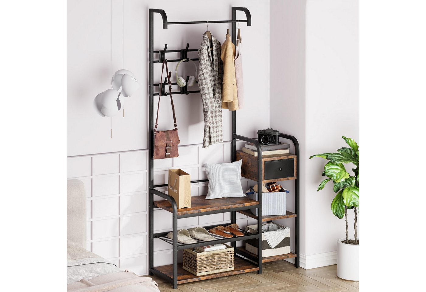 GarveeMore Garderobenständer Garderobe, multifunktionale, 175cm hoch,3 Ablagen,Industrie-Design GarveeMore Garderobenständer Garderobe, multifunktionale, 175cm hoch,3 Ablagen,Industrie-Design von GarveeMore