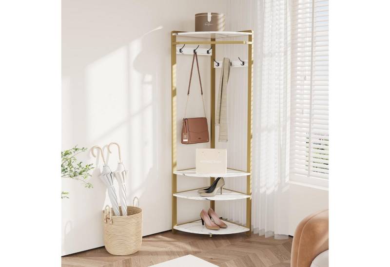 GarveeMore Garderobenständer Garderobenständer, Metall-Eckgarderobe Flurbaum, mit 6 Doppelhaken von GarveeMore